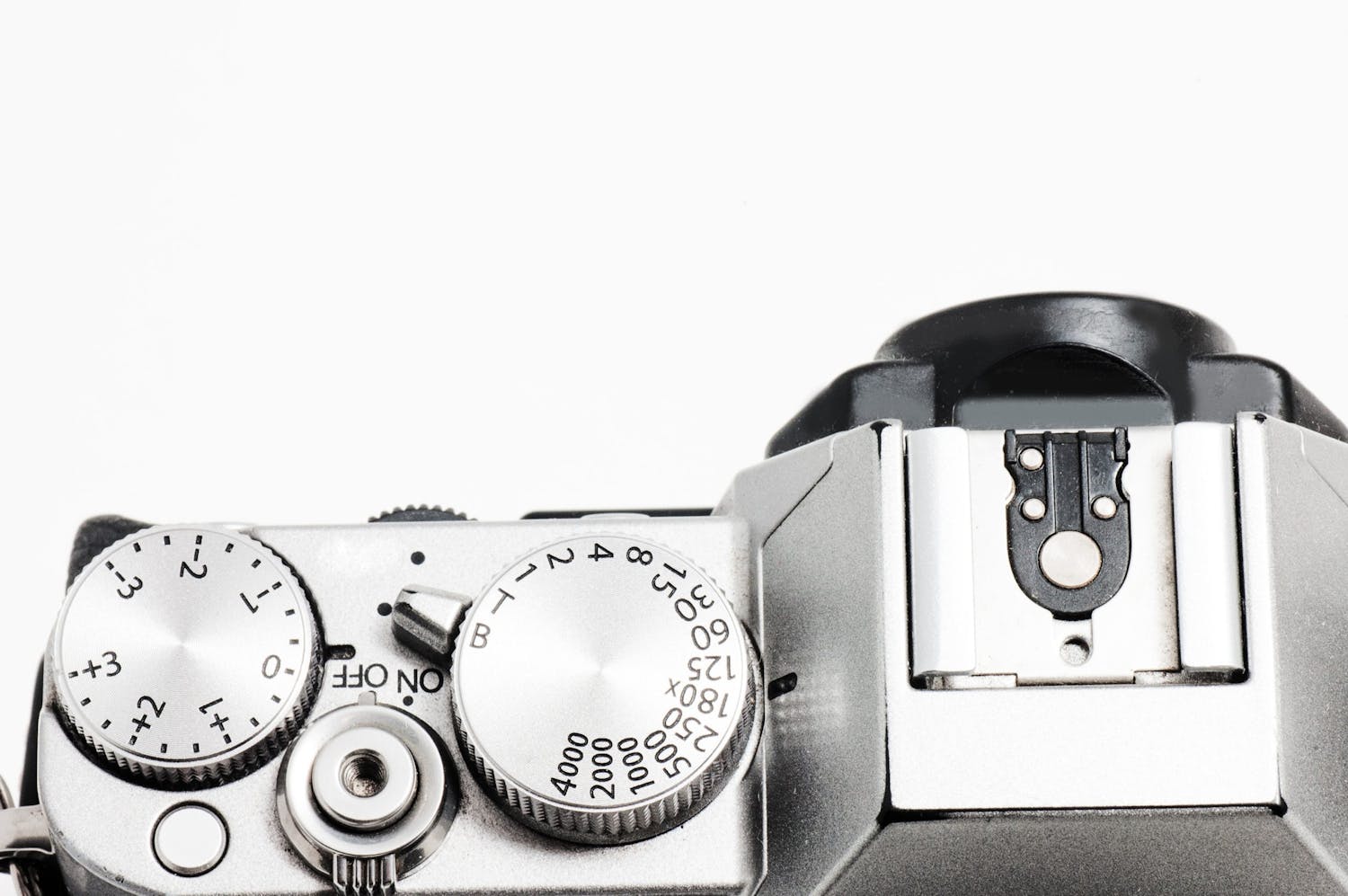 Närbild av kamera sedd uppifrån